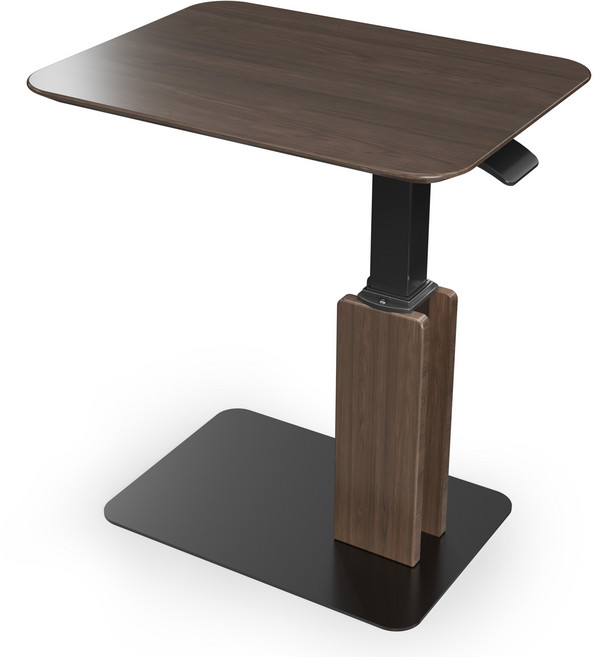 ETHU 사이드 테이블 유압식 거실 침실 협탁 높낮이 조절가능, 월넛색, 낮은 형