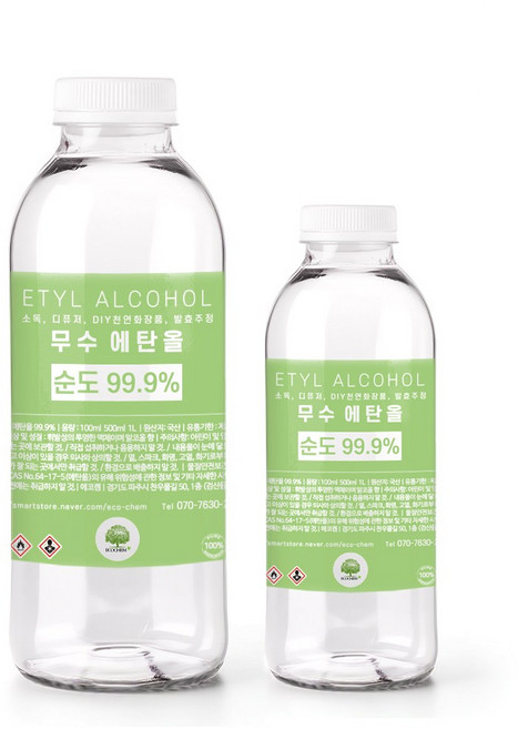 [당일배송] 에코켐 무수에탄올 순도99.9% 프리미엄급 손소독제 재료, 1개, 1L