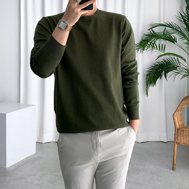 룩플레인 부드럽고 깔끔한 비스코스 세인트 라운드 니트 22color