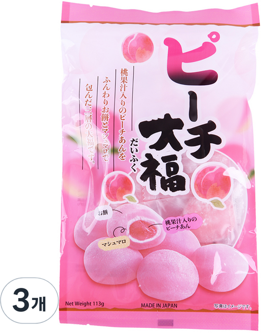 쿠보타 복숭아 찹쌀떡, 113g, 3개