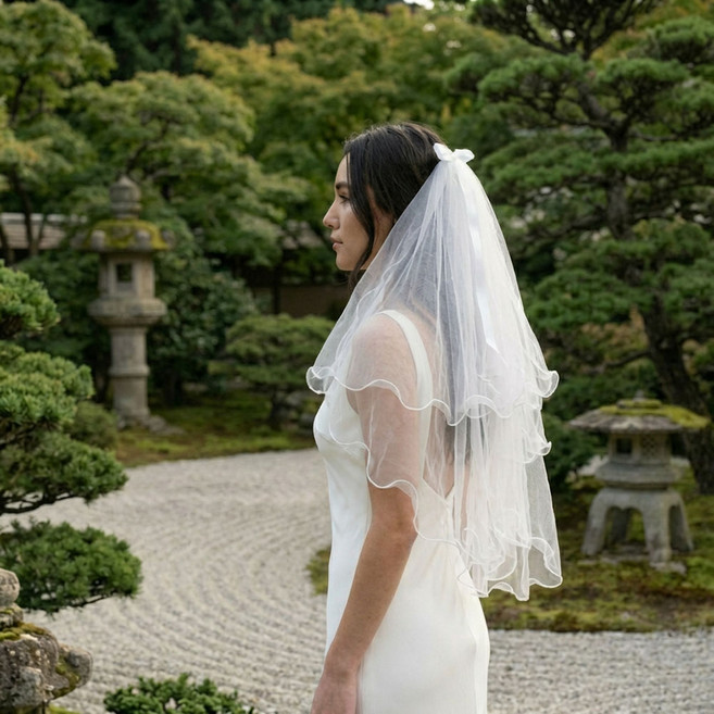 osshop 셀프 웨딩 베일 면사포 숏베일, 1개, 진주장식