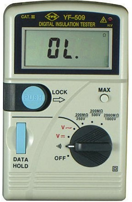 TENMARS YF-509 數位高阻計 DC250V / 500V / 1000V 絕緣測試 附電源指示燈, 1個
