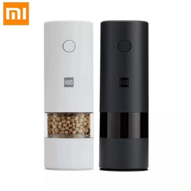Huohou 5 In 1 자동 조절 전기 후추 소금 스파이스 밀 그라인더 조미료 주방 도구 요리 용 연삭, 03 Charge Version White