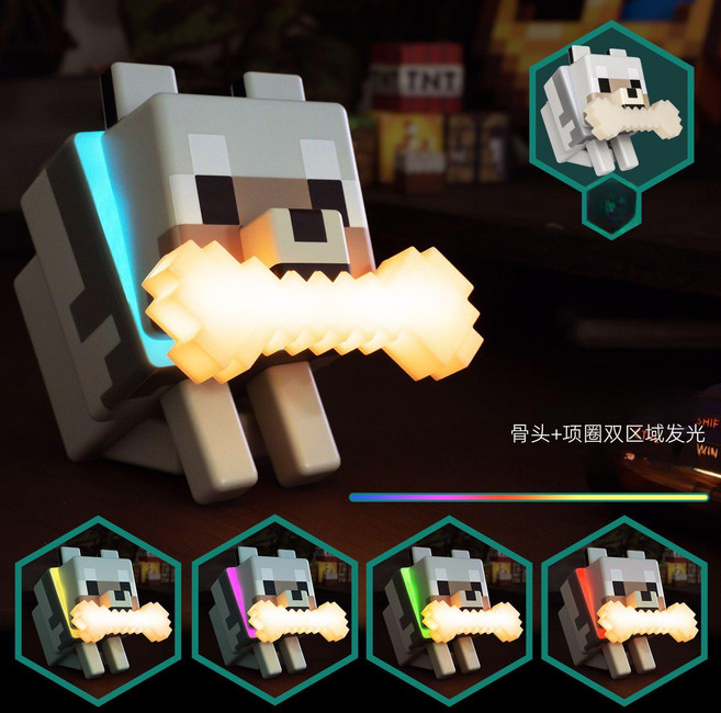 마인크래프트 약초등변색 약액병 토치 모델 야간등 선물, 대량 구매 가능, 1개, 늑대개구리 등