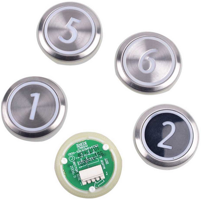 엘리베이터 버튼 스위치 부품 점자 숫자 푸시버튼, 6. 흰색바탕  빨간빛 점자, 1개