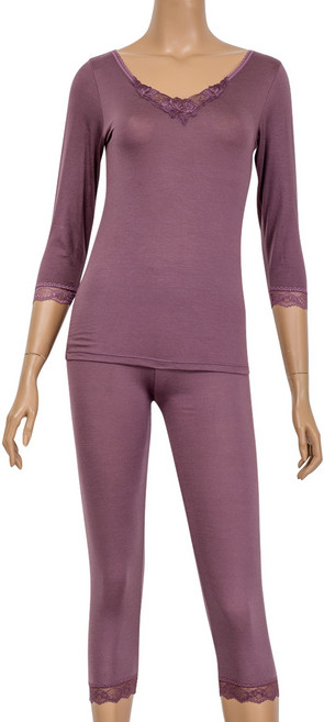 필굿웨어 여성 모달 7부 레이스 내의 상하의세트 4703S