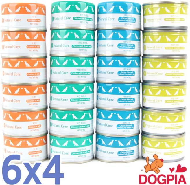 네츄럴코어 강아지간식 4종 혼합 캔 1box, 24개