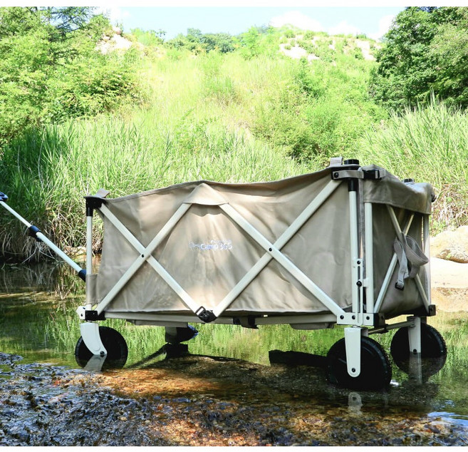 캠프365 파파웨건 스포츠 챔프 러버휠 내하중 140kg 특대사이즈 캠핑 웨건 뒷문 확장형, 1개, 스포츠 챔프+우드롤테이블