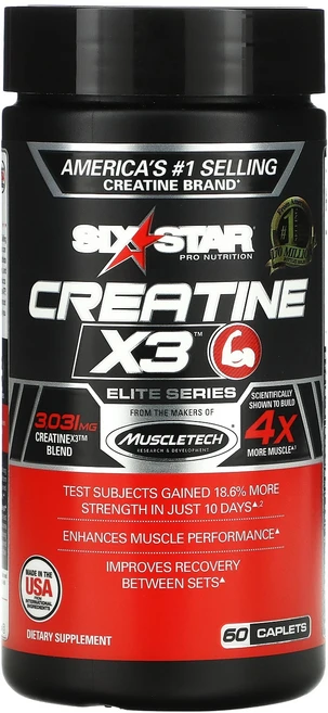 SIXSTAR 엘리트 시리즈 크레아틴 X3 60정, 1개 - 쿠팡