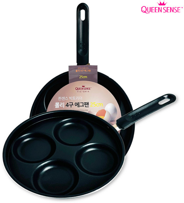 퀸센스 빅토리아 롤리 4구 에그팬 25cm, 1개