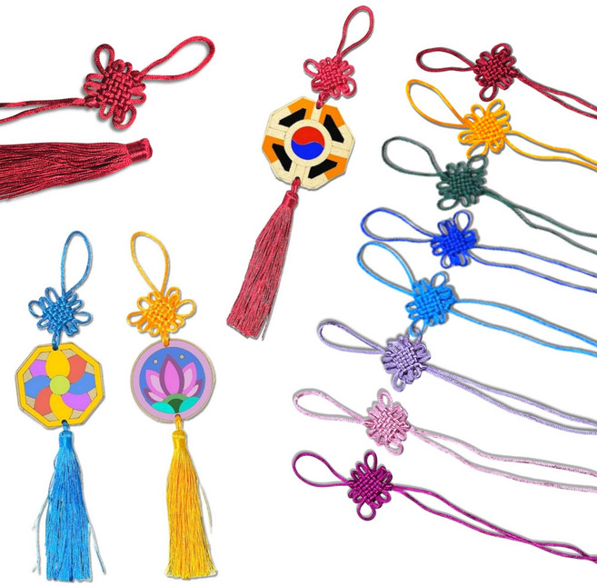 아이몽 전통노리개 9색상 매듭+수술 장식 소품 꾸미기 공예재료 체험활동 선물 포장 만들기재료, 빨강, 1개