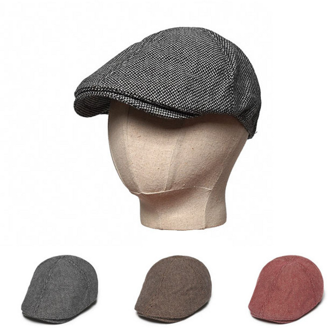 모던 헤링본 울 헌팅캡 중년 겨울 도리구찌