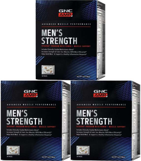 GNC AMP 남성 스트랭스 비타팩, 3개, 30개입, 30정