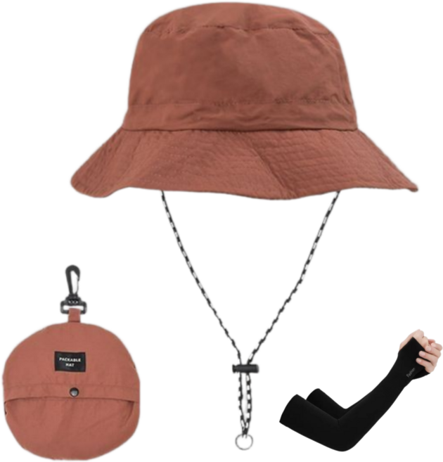 빅모스 [모자+팔토시] 패커블 버킷햇 캠핑 등산 스포츠 방수 휴대용 접이식 모자