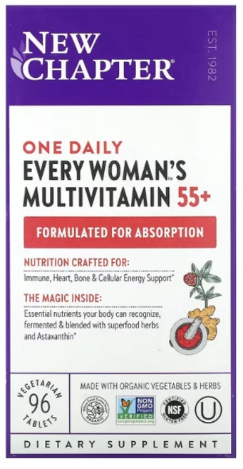 뉴챕터 55플러스 에브리 우먼스 원 데일리 홀푸드 멀티비타민 베지 96정, 1개, 1개 - 쿠팡