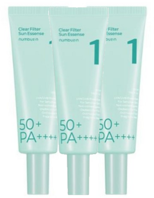 넘버즈인 1번 청초 진정맑은 물막선크림 SPF50+ PA++++, 50ml, 3개