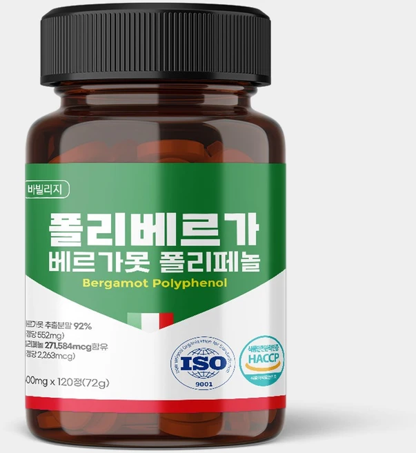 베르가못 폴리페놀 대용량 120정 지중해식단, 1개 - 쿠팡