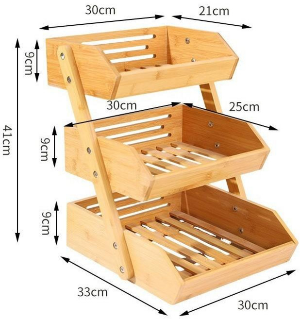 원목 베이커리 3단진열대 친환경 과일 채소 빵 디저트 간식 보관함 탁상용 주방거실, 1개, 3단