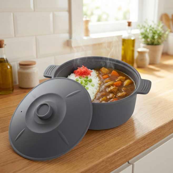 소노리떼 국산 실리콘 계란찜기 원형 특대형 대용량 1500ml, 1개, 퍼플그레이 퍼플그레이