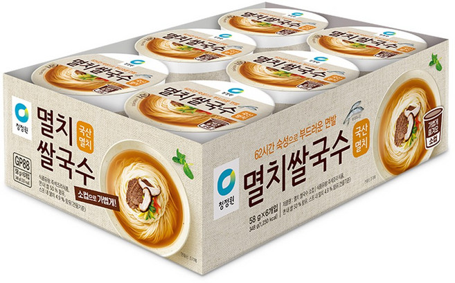 청정원 멸치 쌀국수 소컵, 58g, 6개