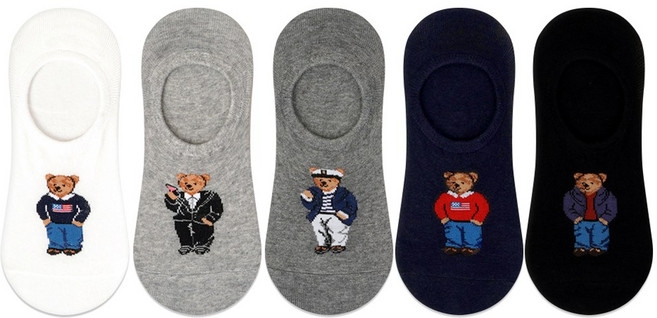 박군 남성용 베어 덧신 5족 세트