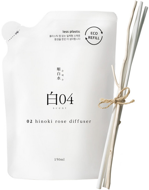 순백수 히노키 디퓨저 리필 (+리드스틱 증정), 로즈향, 150ml, 3개