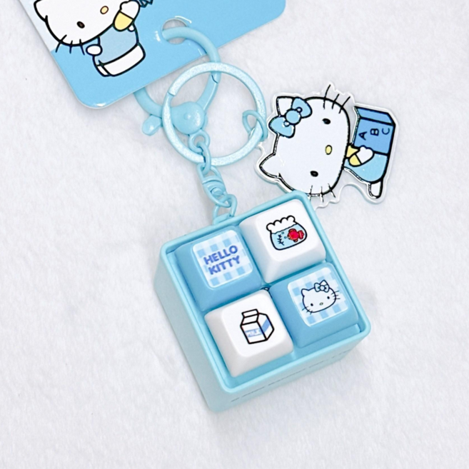 (예약발송)헬로키티 4구 LED 키캡 딸깍이 키홀더 4종, 블루, 1개