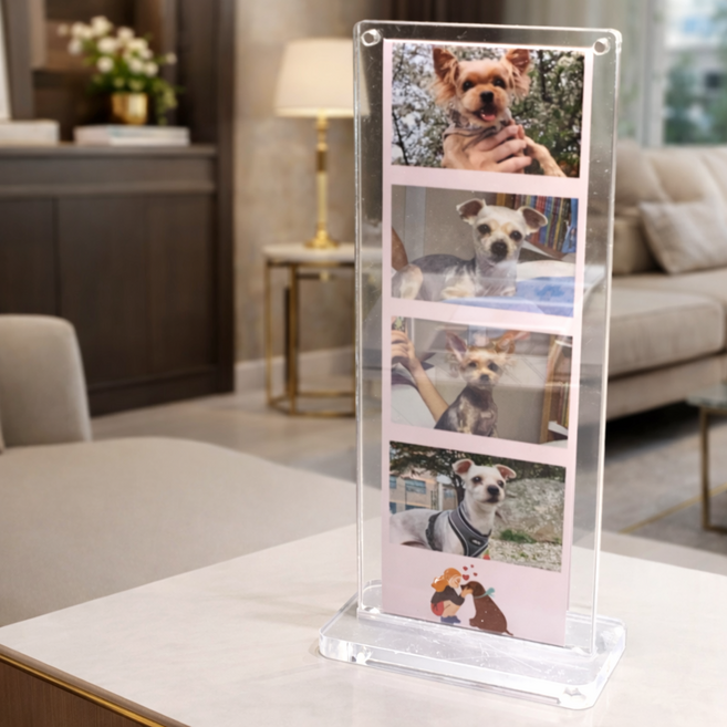 몽이아 2x6 투명 아크릴 자석 냉장고 스탠드 사진 액자 인생네컷 포토이즘 납골당, 2개, 자석투명아크릴액자세트+받침대