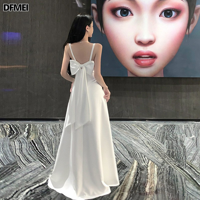 DFMEI 晚禮服裙女長款優雅氣質宴會高端名媛年會旅遊度假拍照連衣裙