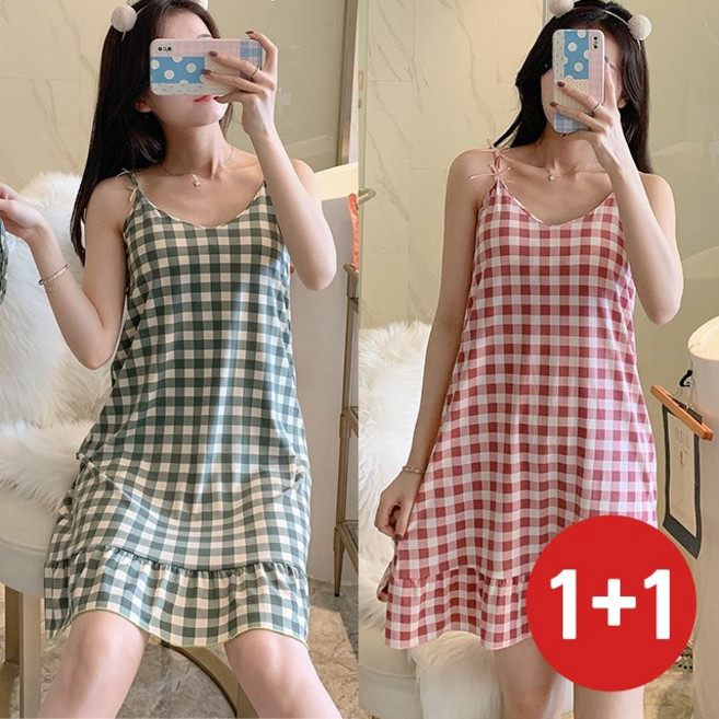여름 홈웨어 끈나시 원피스 1