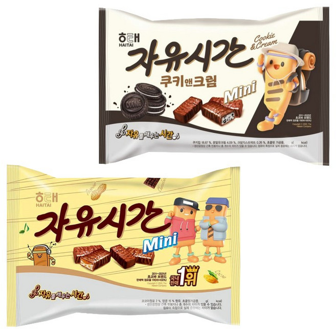 해태 자유시간 미니 오리지널 쿠키앤크림, 880g, 2세트