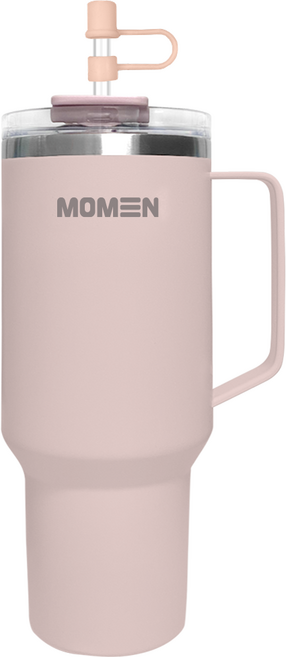 모멘빅터텀블러 대용량텀블러 손잡이 빨대 진공, 1200ml, 핑키베이지, 1개