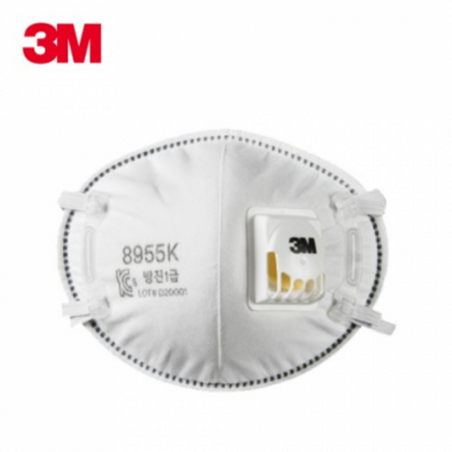 3M 방진 1급 마스크 8955K 안면부여과식 산업용 배기밸브 초정전 필터 10매입, 1세트, 화이트