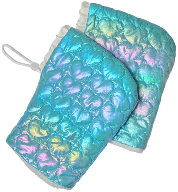 데일리쇼핑 자전거 킥보드 홀로그램 핸드워머 방한장갑 토시 방한 방풍 인어공주, 2세트