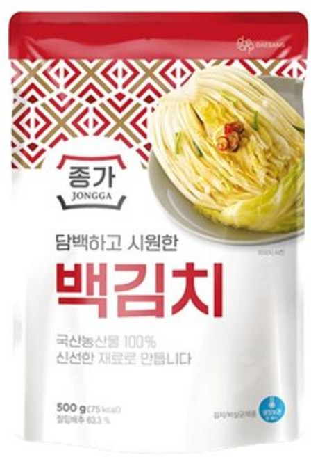 종가 혼밥 자취생 업소용 김치 백김치 국내산 소금 식재료 500g, 1개