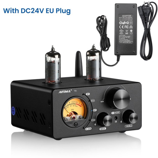 음질좋은 진공관앰프 진공관오디오앰프 블루투스 가정용 AIYIMA오디오 T9 PRO HiFi 블루투스 튜브 앰프 USB DAC 스테레오 파워 홈 오디오 VU 미터 100Wx2, 9.T9 24V EU