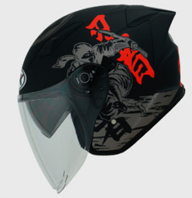 NHK S1 GP PRO 오토바이 바이크 헬멧 오픈페이스헬멧 그래픽 듀얼바이저, 닌자 무광블랙