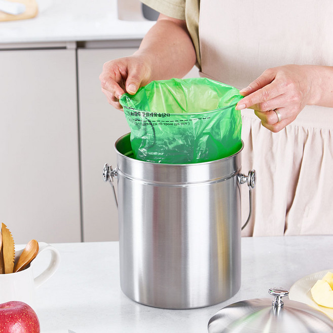 독일Brand 스텐음식물쓰레기통 5리터 스텐밀폐 냄새차단 반영구적사용 음식물통, 1개
