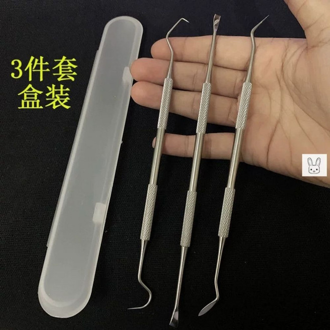 치과용 익스플로러 스켈러 제거 갈고리 핀셋 치석 탐침 픽아웃, 1개, F. 3종 세트 박스