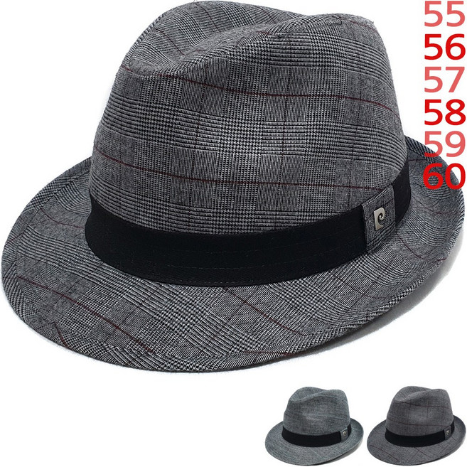 이럭셔리클럽 피에르가르뎅 체크 중절모 페도라 햇 가을 겨울 신사 모자 선물용 중절모자-CAP250914