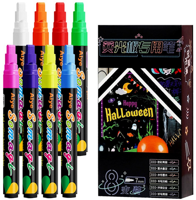 드림팩토리 네온 블랙 보드 마커펜 8색, 1박스, 혼합색상