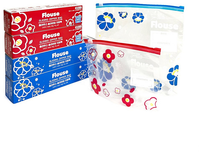 FLOUSE 슬라이드 지퍼백 중형 40매+대형 30매 세트, 1개