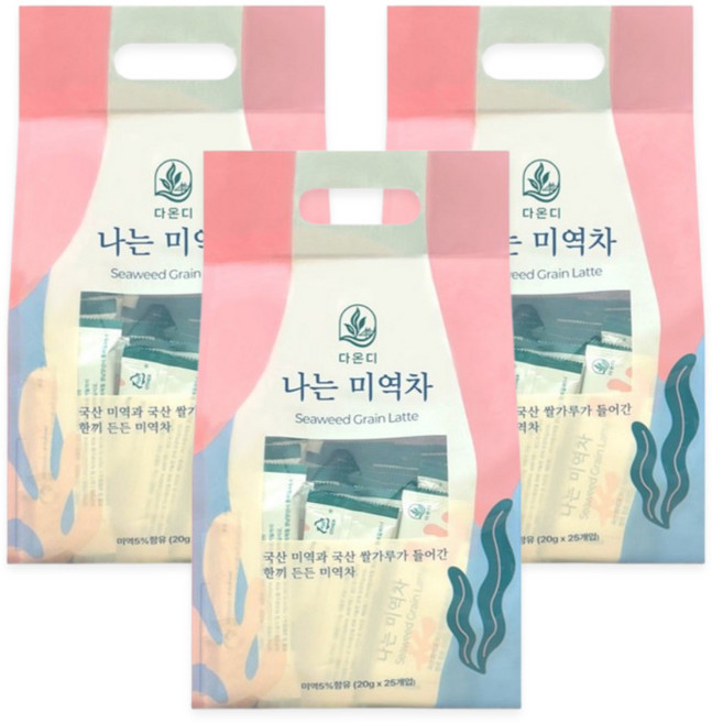 미역차 국산 미역 콘후레이크 쌀 옥수수 가루 차 개별포장 스틱 아침 식사대용 간편 한끼 쉐이크, 3개, 1개입, 500g
