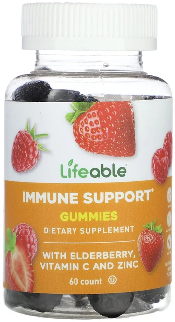 Lifeable 면역력 강화 구미젤리 엘더베리 비타민C 및 아연 함유 천연 베리 맛 구미젤리 60개, Lifeable면역력강화구미젤리엘더베리비타민C및아연함유, 1개 - 쿠팡