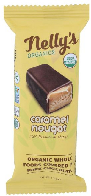 NELLYS ORGANICS 카라멜 넬리스 오가닉스 유기농 다크 초콜릿 누가 바 1.6온스, NELLYS ORGANICS 카라멜 넬리스 오가닉스 유, 45g, 1개