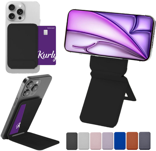 알로토 맥세이프 카드지갑 거치대 비건 가죽 스탠드 삼각대 셀카봉 괴물자력, 1개, 블랙