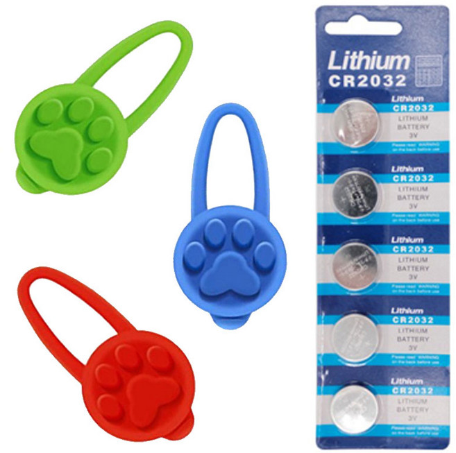 (3개/추가배터리) 강아지 반려견 애완견 LED 방울 / 산책용품 외출 야간조명 반짝이 밤산책 목걸이줄 목걸이 야광 댕댕이 멍멍이, 블루, 1세트, 레드, 그린