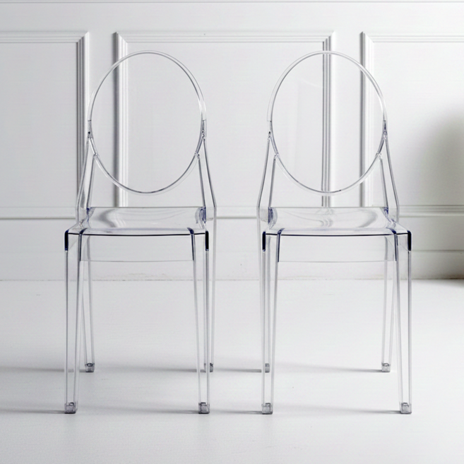 피피포피 키토 투명의자 고스트 체어 아크릴 디자인 의자, 2개, 클리어