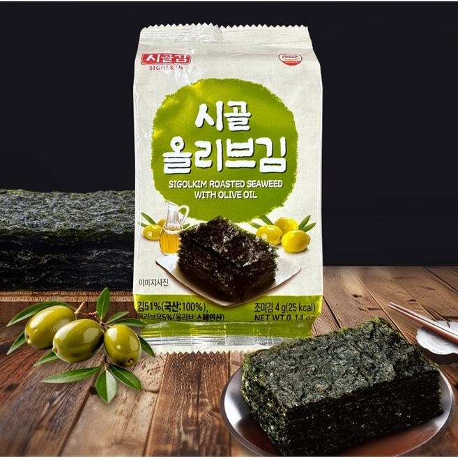 [시골김] 올리브 도시락김 48봉, 4g