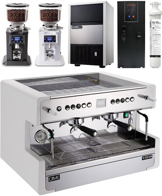씨메 CO-05 PID 2그룹 반자동 에스프레소 커피머신 카페 창업 패키지 세트
